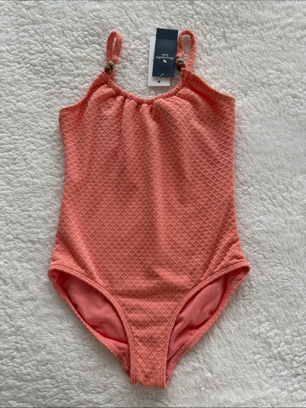 Abercrombie kids Textured Coral One-Piece Swimsuit size 7/8